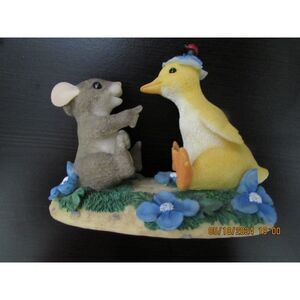 CHARMING TAILS, YOU QUACK ME UP 89/105 FITZ AND FLOYD MOUSE DUCK FLOWERS LADYBUG